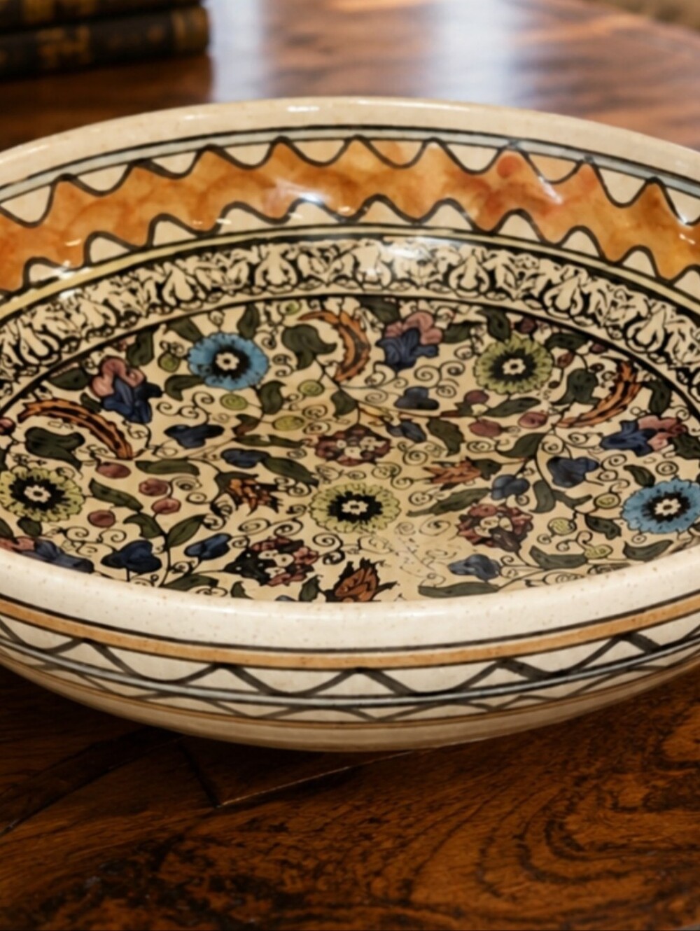 Neiman Marcus Antique Jerusalem bowl hand painted rare pottery Mint